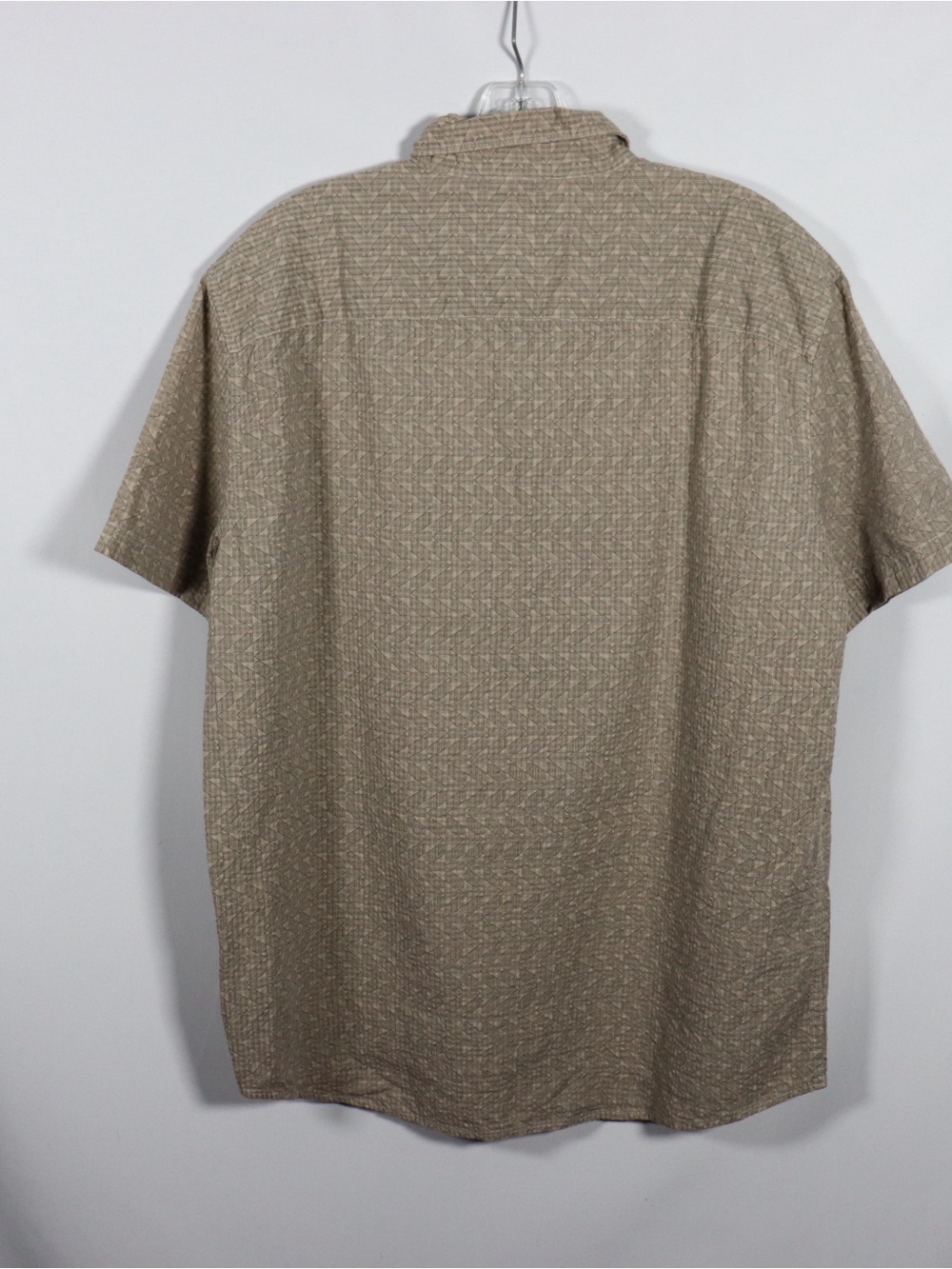 Denver Hayes Short Sleeve Button-Up Shirt Tan Pattern Men’s Large Casual - Picture 6 of 8
